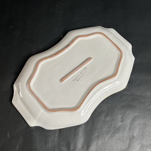 Ceramica Artistica Italy Handled Cake Plate – Lemons on Blue with Yellow Trim - Picture 7 of 8